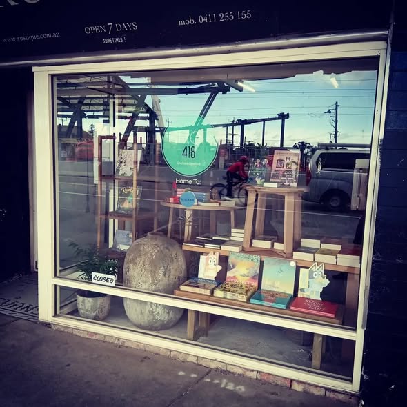 Storefront window display at Chelsea Bookshop